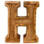 Hand Carved Wooden Embossed Letter H