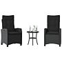 Vidaxl 3 Piece Bistro Set With Cushions Black Poly Rattan