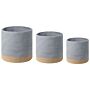 Set Of 3 Storage Baskets Cotton Jute Grey And Natural Laundry Bins