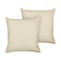 Set Of 2 Decorative Cushions Beige Boucle 45 X 45 Cm Woven Removable With Zipper