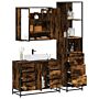 Vidaxl 3 Piece Bathroom Furniture Set Smoked Oak Engineered Wood