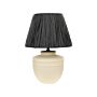 Table Lamp Beige Ceramic 44 Cm Black Paper Cone Shade