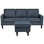 3-seater Dark Grey With Ottoman Footstool Upholstered Mid Century