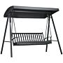 Outsunny 3-seat Garden Swing Chair, Outdoor Canopy Swing With Removable Cushion, Adjustable Shade, And Slatted Bench, For Porch Dark Grey