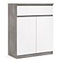 Naia Sideboard 1 Drawer 2 Doors In Concrete And White High Gloss