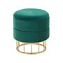 Storage Pouffe Dark Green Polyester Velvet Upholstery Gold Base Glamorous Design