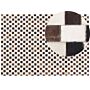 Area Rug Brown And Beige Cowhide Leather 160 X 230 Cm Geometric Pattern Patchwork