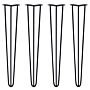 4 X 28" Hairpin Legs - 3 Prong - 10mm - Black