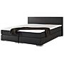 Eu Super King Size Continental Bed 6ft Black Fabric With Pocket Spring Mattress