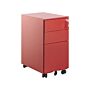 Storage Cabinet Red Metal With 3 Drawers Key Lock Castors Industrial Modern Home Office Garage