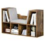 Homcom Bookcase Shelf Storage Seat With Cushion Sideboard Kids Children Reading Organizer Rustic Brown