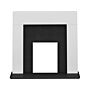 Adam Miami Fireplace In Pure White And Black Granite, 48 Inch