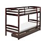 Bunk Bed With Drawers Dark Wood Pine Eu Single Size 3ft 90 X 200 Cm High Sleeper Children Kids Bedroom Ladder Slats