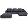 Corner Sofa Grey Fabric Upholstered With Ottoman L-shaped Left Hand Orientation