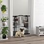 Pawhut Metal 74-80cm Adjustable Pet Gate Safety Barrier W/ Auto-close Door Black