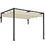 Outsunny 2 X 3(m) Lean To Steel Pergola, With Moving Fabric Canopy - Khaki