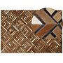 Cowhide Area Rug Brown Leather Patchwork Diamond Geometric Pattern 160 X 230 Cm