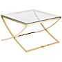 Glass Top Coffee Table Gold Stainless Steel Frame Glamour Style Chic Gloss Finish