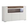 Toronto 3 Door Sideboard With Open Shelving (inc. Plexi Lighting) In White And Oak