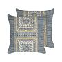 2 Decorative Cushions Multicolour Cotton 50 X 50 Cm Geometric Pattern Foil Print