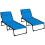 Outsunny Foldable Sun Lounger Set With 5-level Reclining Back, Outdoor Tanning Chairs W/ Padded Seat, Outdoor Sun Loungers W/ Side Pocket