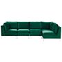 Left Hand Modular Corner Sofa Green Velvet 5 Seater L-shaped Silver Metal Legs