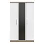 Contrast Tall Triple Mirrored Wardrobe In White & Bardolino Oak