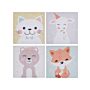 Set Of 4 Canvas Prints Multicolour 30 X 30 Cm Wall Art Sheep Cat Bear Fox Kids Room