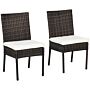 Outsunny Set Of Two Armless Rattan Garden Chairs - Brown