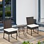 Outsunny Set Of Two Armless Rattan Garden Chairs - Brown