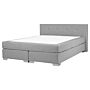 Eu King Divan Bed Grey Fabric Upholstered 5ft3 Frame With Headrest And Mattress