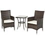 Outsunny Garden Outdoor Rattan Furniture Bistro Set 3 Pcs Patio Weave Companion Chair Table Set Conservatory (brown)