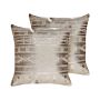 Set Of 2 Decorative Cushions Rose Goldcotton 50 X 50 Cm Geometric Pattern Foil Print