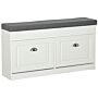 Homcom Shoe Storage Bench With Seat Cushion Hallway Cabinet Organizer With 2 Drawers Adjustable Shelf White