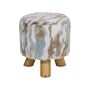 Footstool Grey And Beige Faux Fur Round Shaggy Stool On Tripod Legs