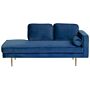 Chaise Lounge Navy Blue Velvet Upholstered Right Hand Orientation Metal Legs Bolster Pillow Modern Design Beliani