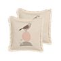 Set Of 2 Decorative Cushions White Bird Motif 60 X 60 Cm Scatter Toss Pillow Print