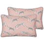 Set Of 2 Scatter Cushions Pink Cotton 30 X 50 Cm Cheetah Motif Printed Pattern