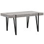 Dining Table Concrete Effect Mdf Top Black Metal Hairpin Legs 150 X 90 Cm Rectangular Industrial Style