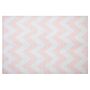 Area Rug Carpet Pink And White Polyester Fabric Chevron Pattern Rectangular 140 X 200 Cm