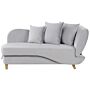 Right Hand Chaise Lounge Light Grey Velvet With Storage Reclining Backrest Throw Cushions 2 Seater