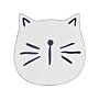 Kids Rug White Polyester ⌀ 100 Cm Playroom Mat Animal Cat Print