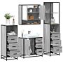 Vidaxl 4 Piece Bathroom Furniture Set Grey Sonoma Engineered Wood