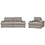 Sofa Set Taupe Fabric Upholstered 4 Seater With Armchair Cushioned Thickly Padded Backrest Classic Living Room Couch