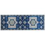 Runner Rug Blue And Beige Polyester 80 X 200 Cm Geometric Pattern Anti-slip Bottom