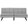 Sofa Bed Grey 3-seater Quilted Upholstery Click Clack Split Back Metal Legs