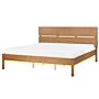 Bed Light Rubber Wood Eu Super King Size 6ft With Headboard Led Light Slatted Base Minimalistic Rustic Style