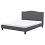 Bed Frame Grey Polyester Upholstered 5ft3 Eu King Size Traditional Design