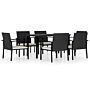 Vidaxl 7 Piece Outdoor Dining Set Poly Rattan Black