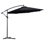 Outsunny 3(m) Garden Cantilever Parasol Patio Banana Hanging Umbrella Sun Shade With Crank & Tilt, 8 Ribs And Cross Base, Black